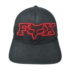 FOX Head Fitted Hat Black L/XL Lightweight Embroidered Flexfit 6 Panel
